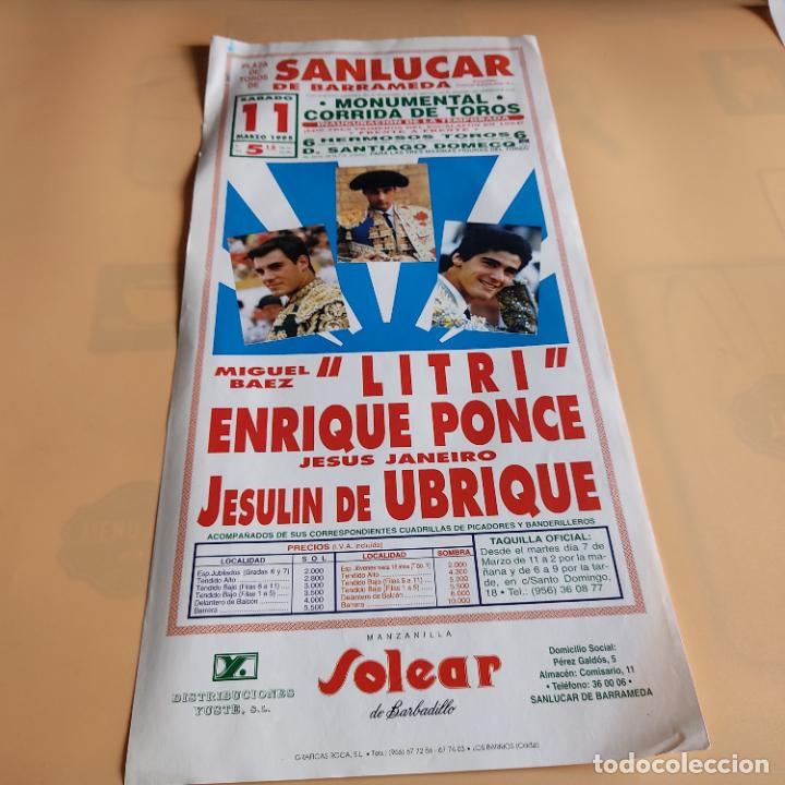 Tauromaquia: SANLUCAR DE BARRAMEDA 1995.LITRI.ENRIQUE PONCE.JESULIN DE UBRIQUE.TOROS DE D.SANTIAGO DOMECQ.