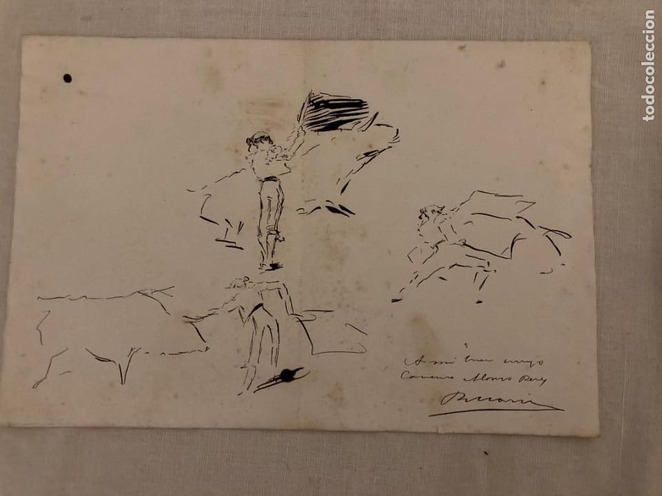 Tauromaquia: Plumilla original de Ricardo Marin de torero Gallo y Joselito hoja de peri&oacute;dico corrida de toros