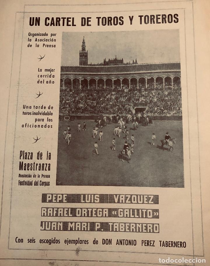 Tauromaquia: Publicidad original 1943. Corrida del Corpus en Sevilla. Tama&ntilde;o folio. Pepe Luis V&aacute;zquez, Gallito...