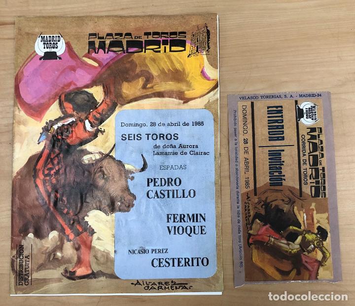 Stierkampf: PROGRAMA Y ENTRADA PLAZA DE TOROS DE MADRID. 28 DE ABRIL DE 1985