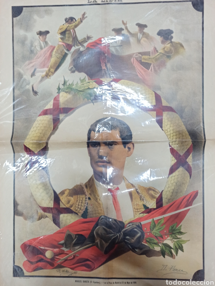 Tauromaquia: LA LIDIA MANUEL GARCIA EL ESPARTERO LITOGRAFIA DOBLE N&ordm; EXTRAORDINARIO 1895 ANIVERSARIO DE SU MUERTE