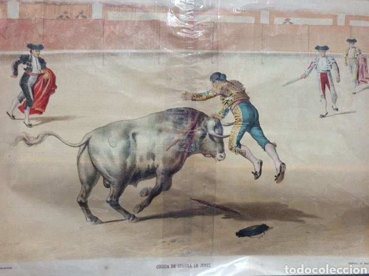Tauromaquia: LITOGRAFIA REVISTA TAURINA LA LIDIA, TOROS, COGIDA DE GUERRA EN JEREZ N&ordm; 17 1890