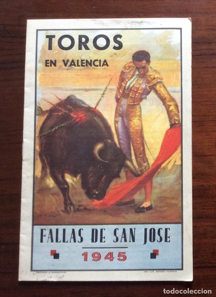 Tauromaquia: PROGRAMA TOROS. FALLAS 1945 VALENCIA. MANOLETE, EL CHONI, EL ESTUDIANTE, FERMIN RIVERA.