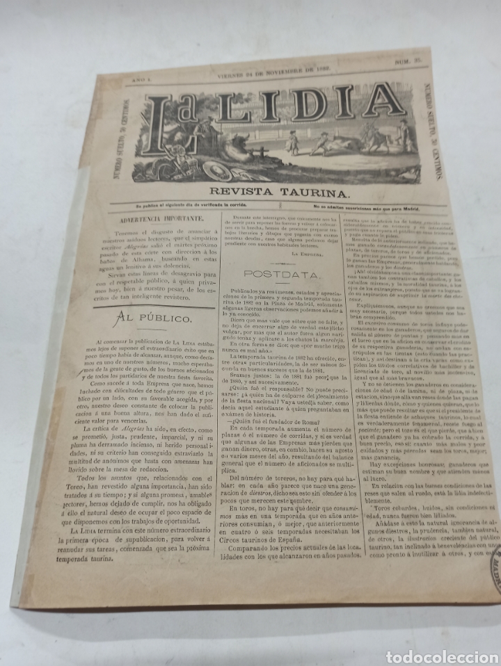 Tauromaquia: CARTEL DE LA REVISTA LA LIDIA CON LITOGRAFÍA DOBLE EN COLOR, TEMPORADA DE 1882. - Foto 9 - 312187583