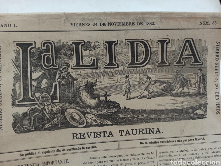 Tauromaquia: CARTEL DE LA REVISTA LA LIDIA CON LITOGRAFÍA DOBLE EN COLOR, TEMPORADA DE 1882. - Foto 10 - 312187583