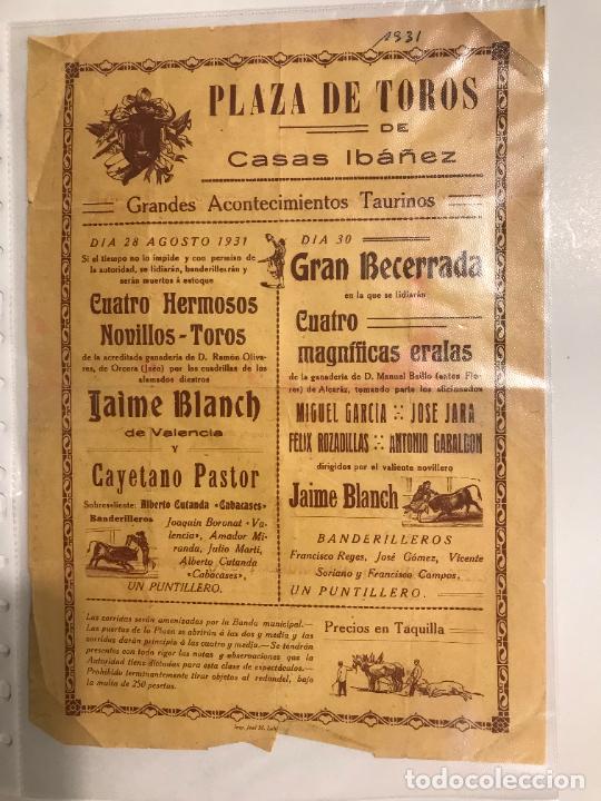 Tauromaquia: Albacete cartel de toros Casas Iba&ntilde;ez a&ntilde;o 1931 mide 29x21 cms Jaime Blanch