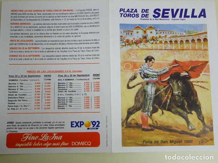 Bullfighting: TAUROMAQUIA CARTEL DE CORRIDA DE TOROS. SEVILLA MAESTRANZA. 1990 EXPO 92. MANILI CAMPUZANO 32CM B121
