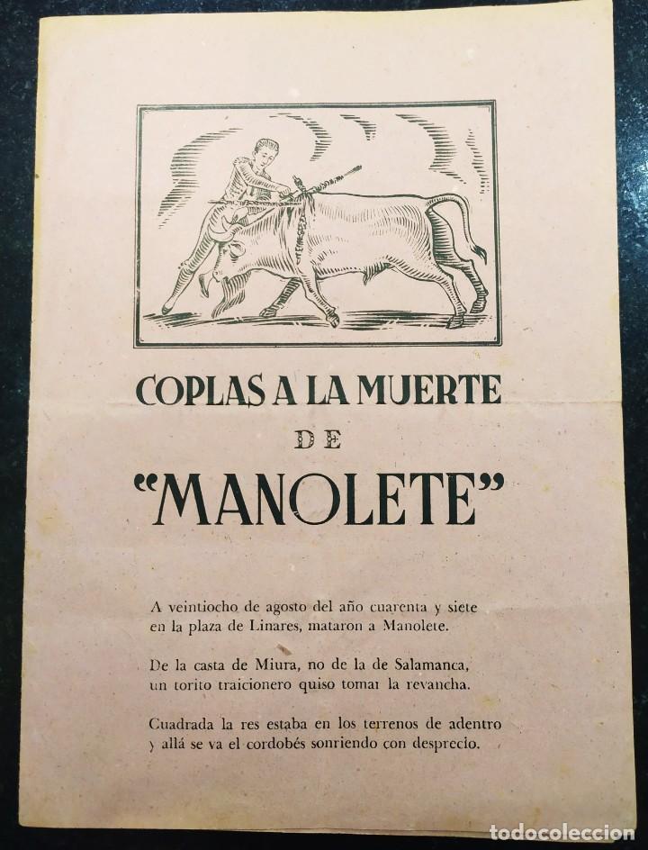 Tauromaquia: COPLAS A LA MUERTE DE MANOLETE (TOROS) (1947 )