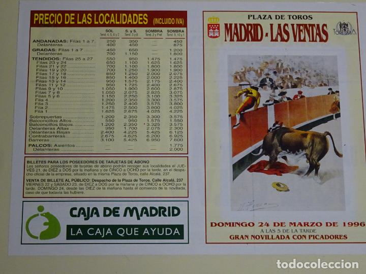 Tauromachie: TAUROMAQUIA CARTEL DE CORRIDA DE TOROS. MADRID LAS VENTAS 1996 CANALES RIVERA MACARENO 22CM B355