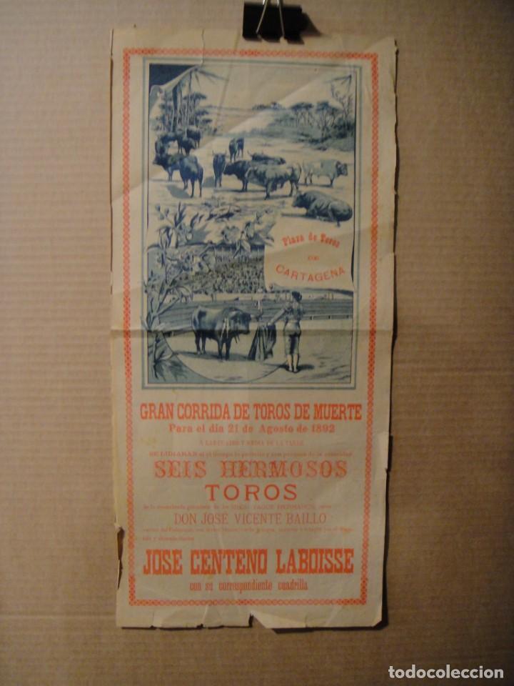 Tauromaquia: plaza de toros de cartagena , seis toros de muerte para jose centeno laboisse - original