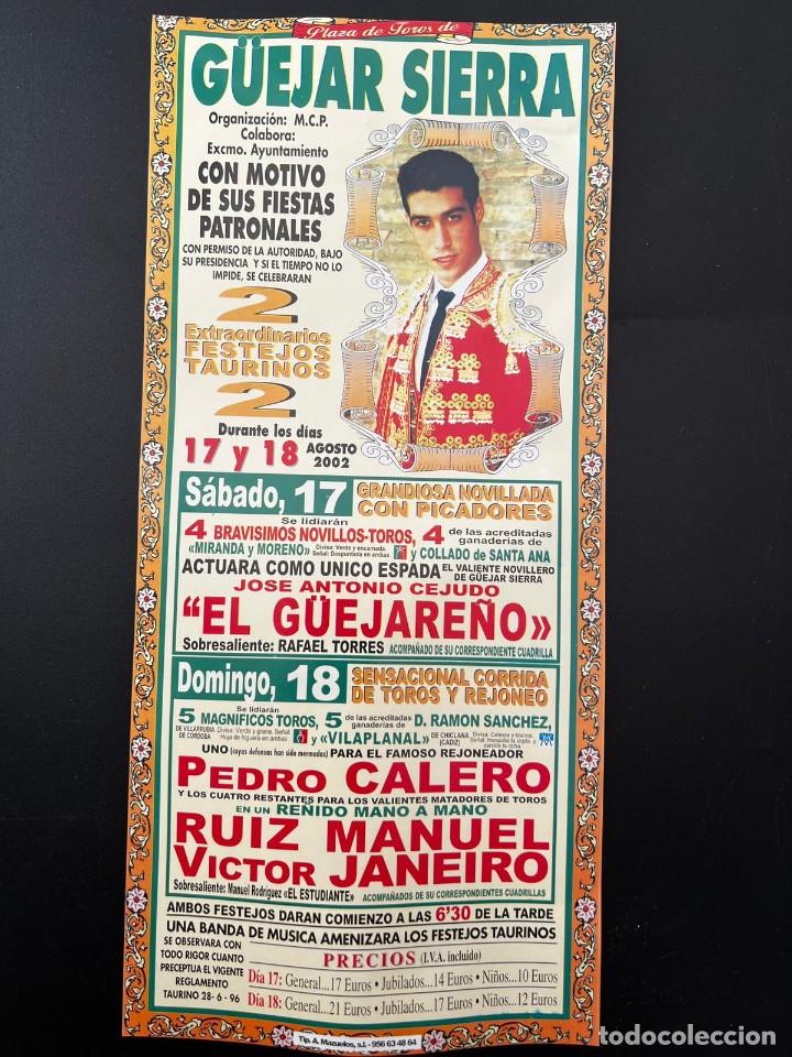 Tauromaquia: CARTEL. PLAZA DE TOROS DE G&Uuml;EJAR SIERRA. 2002. EL G&Uuml;EJARE&Ntilde;O.PEDRO CALERO.RUIZ MANUEL.VICTOR JANEIRO
