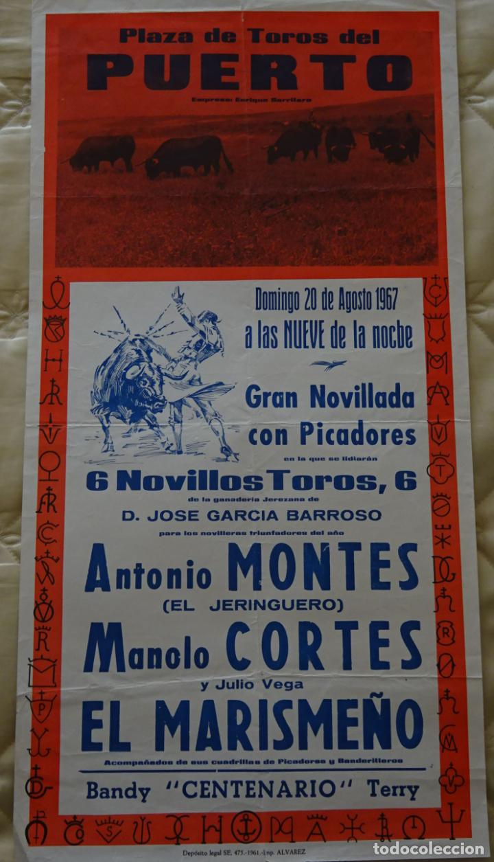 Bullfighting: TAUROMAQUIA CARTEL DE CORRIDA DE TOROS. PUERTO DE SANTA MARIA 1967 MONTES CORTES MARISME&Ntilde;O. 58CM. 47