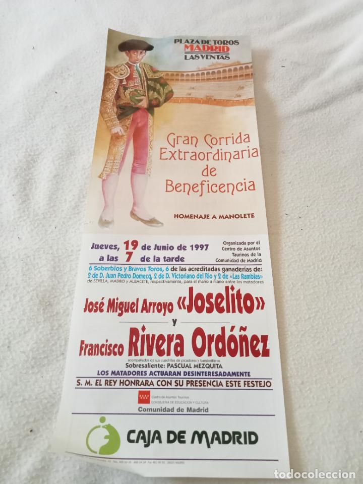 Tauromaquia: CARTEL. TOROS. 1997. MADRID, LAS VENTAS. JOSELITO Y FRANCISCO RIVERA ORDO&Ntilde;EZ. 22 X 44 CM