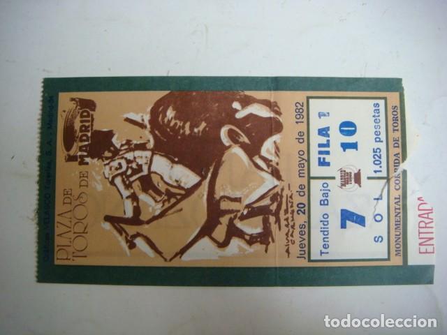 Tauromachie: ENTRADA DE PLAZA DE TOROS MADRID JUEVES-20 MAYO 1982,CAJ-N&ordm;-29
