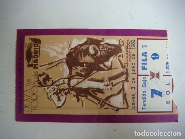 Tauromachie: ENTRADA DE PLAZA DE TOROS MADRID JUEVES-3-DE JUNIO-1982,CAJ-N&ordm;-29