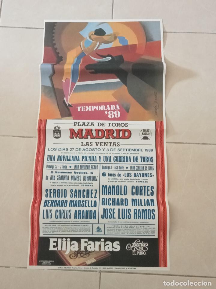 Bullfighting: CARTEL. TOROS. MADRID. LAS VENTAS. 1989, SERGIO SANCHEZ, MARSELLA, ARANDA, CORT&Eacute;S, MILIAN. 42 X 88