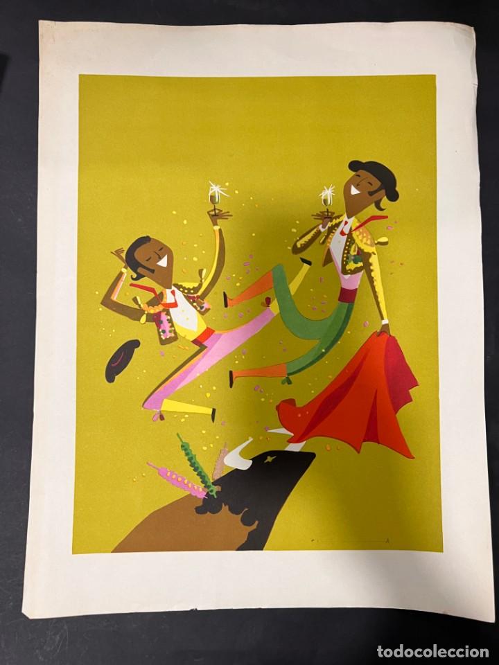 Tauromachia: CARTEL PUBLICIDAD CO&Ntilde;AC VALDESPINO SHERRY. TOROS. TOREROS. A&Ntilde;OS 1960. MEDIDAS APROX.: 34 X 44 CM