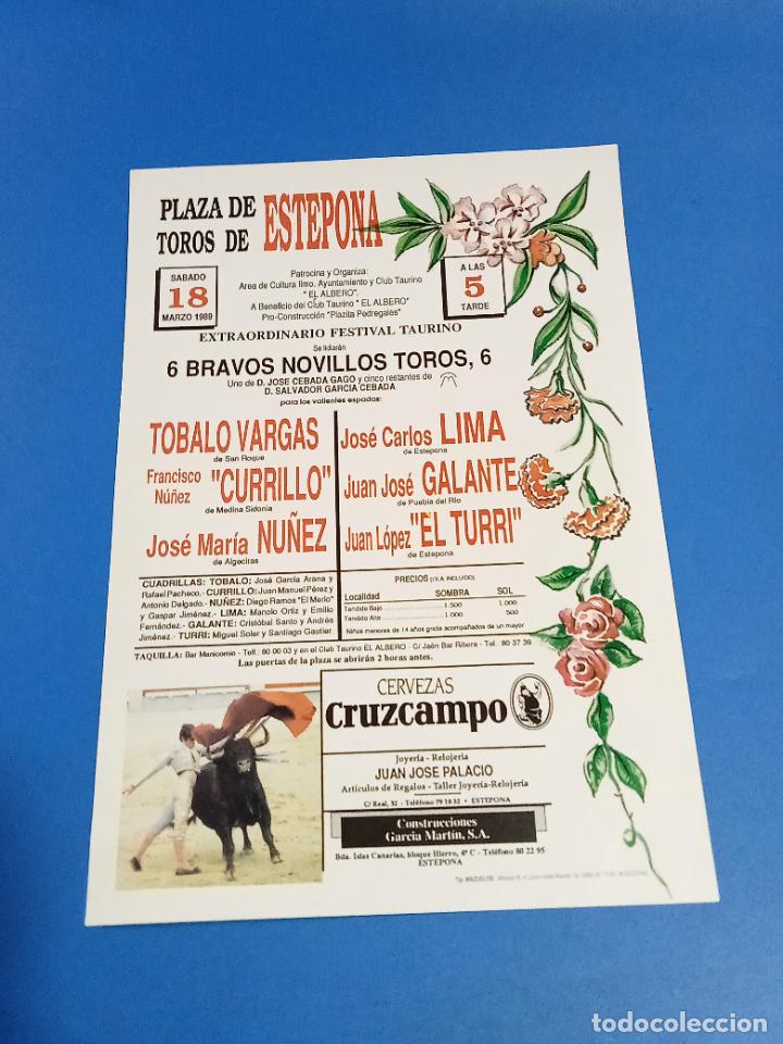 Tauromaquia: CARTEL TOROS. ESTEPONA. 1989. TOBALO VARGAS, CURRILLO, NU&Ntilde;EZ, J.C LIMA, GALANTE, EL TURRI. 20 X 30