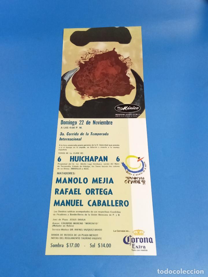 Tauromaquia: CARTEL TOROS. PLAZA MEXICO. 1989. MANOLO MEJIA, RAFAEL ORTEGA, MANUEL CABALLERO. 16 X 45