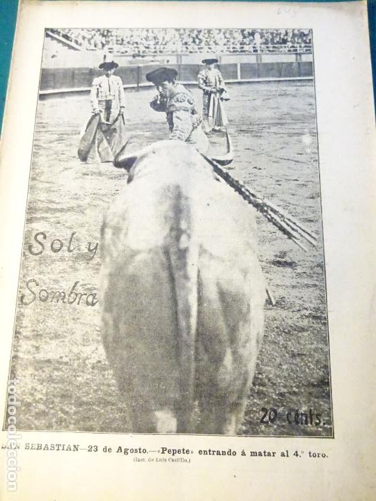 Bullfighting: SEMANARIO TAURINO ILUSTRADO SOL Y SOMBRA 645 10 SEPTIEMBRE 1908. TOROS MADRID CARABANCHEL BILBAO
