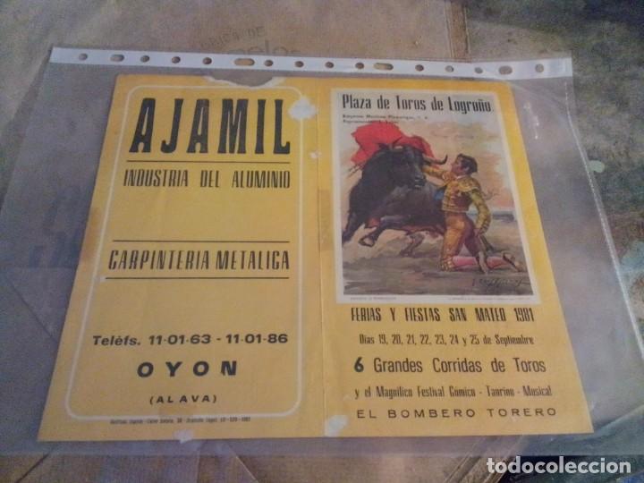 Tauromaquia: Programa de mano toros en Logro&ntilde;o 1981 - Foto 1