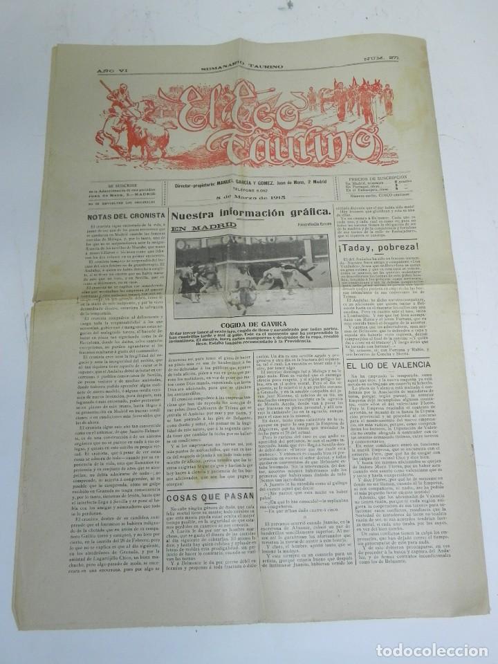 Tauromaquia: REVISTA EL ECO TAURINO. N&ordm; 271. MADRID, 8 DE MARZO DE 1915, TIENE 4 PAG. MIDE 45 X 32 CMS. IMPRESO A