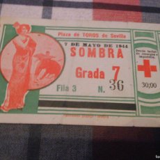 Tauromaquia: 1944 ENTRADA DE TOROS PLAZA DE SEVILLA 7 MAYO MANOLETE PEPE LUIS VAZQUEZ ANDALUZ CRUZ ROJA EXTRAORDI