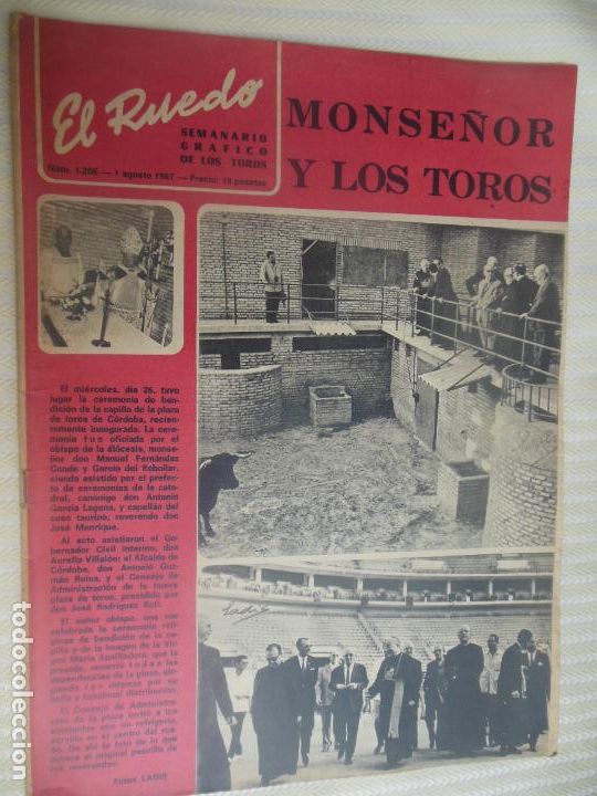 Bullfighting: EL RUEDO SEMANARIO GRAFICO DE LOS TOROS N&ordm; 1206 - 08-1967 - MONSE&Ntilde;OR Y LOS TOROS