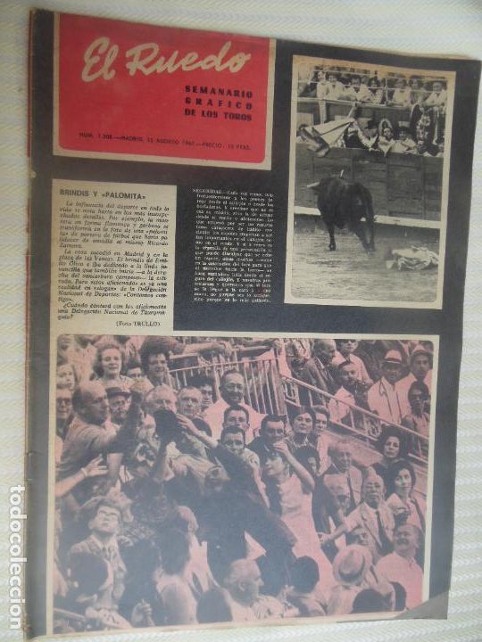 Bullfighting: EL RUEDO SEMANARIO GRAFICO DE LOS TOROS N&ordm; 1208- 08-1967-