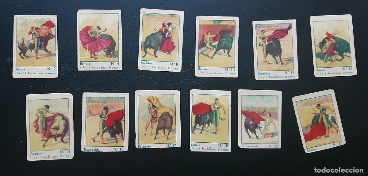 Tauromaquia: Lote de 12 cromos Ases del toreo, con Manolete, Belmonte, Arruga, Barrera....