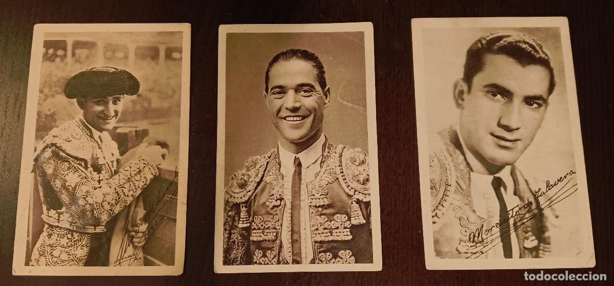 Tauromachie: Postales estampas retratos de toreros. Juanito Belmonte, F&eacute;lix Colomo, Morenito de Talavera.