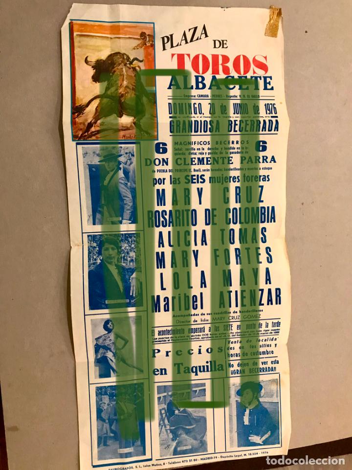 Tauromaquia: Albacete cartel toros becerrada solo para mujeres a&ntilde;o 1976 Mary Cruz,Lola Maya,Maribel Atienzar