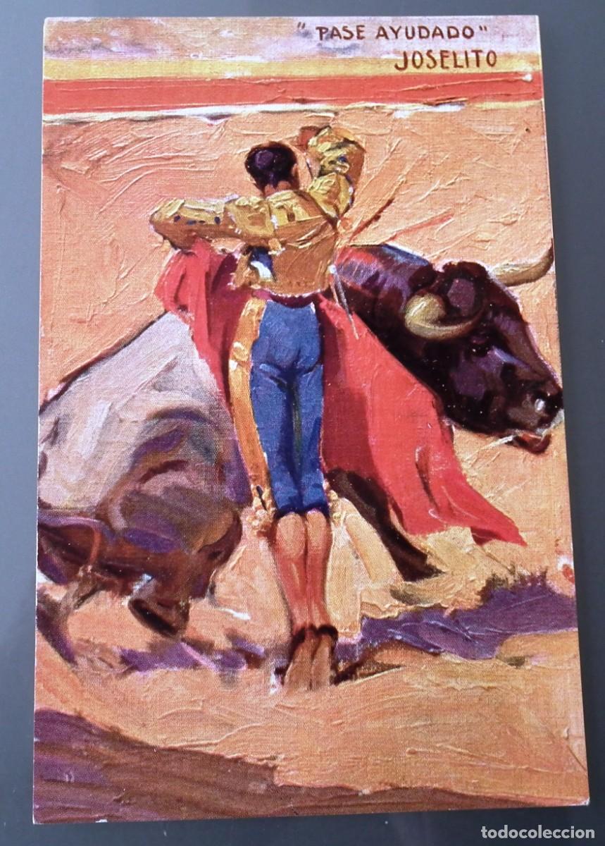 Tauromaquia: POSTAL DE JOSELITO: PASE AYUDADO - RUANO LLOPIS . PUBLICIDAD CALZADOS EL ENCANTO (VALENCIA)