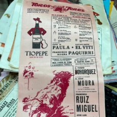 Tauromaquia: CARTEL DE TOROS EN SEDA - TOROS EN JEREZ AÑO 1976 - MEDIDA 50X25 CM