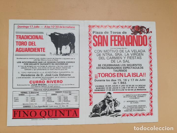 Tauromaquia: CARTEL TOROS. PLAZA TOROS SAN FERNANDO. 1983.RUIZ MIGUEL. GALLOSO. ESPARTACO. CURRO RIVERO.