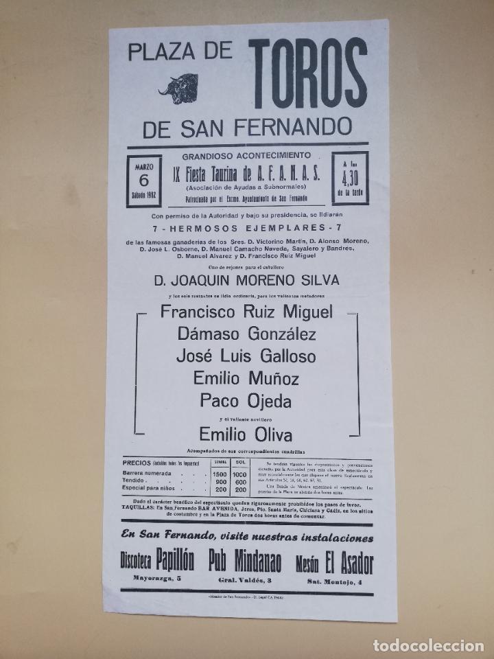 Tauromaquia: CARTEL TOROS. PLAZA TOROS SAN FERNANDO. 1982.RUIZ MIGUEL.DAMASO GONZALEZ.J.L.GALLOSO.E.MU&Ntilde;OZ.P.OJEDA