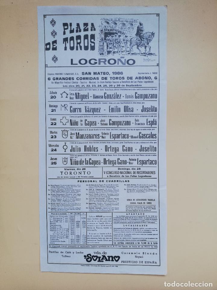 Tauromaquia: CARTEL TOROS. PLAZA TOROS LOGRO&Ntilde;O. 1986. FCO RUIZ MIGUEL.CAMPUZANO.C.VAZQUEZ.E.OLIVA.JOSELITO.CANO.