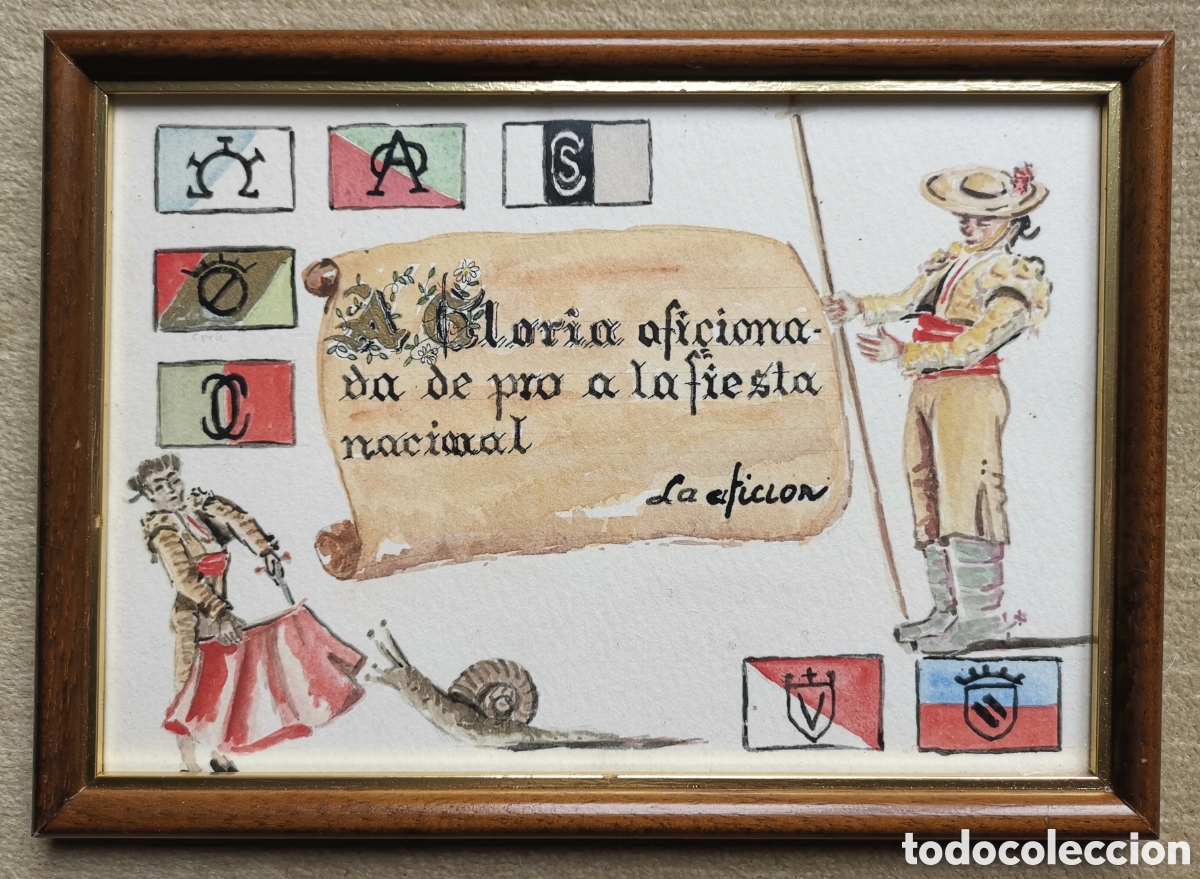 Tauromachia: Dibujo a mano Motivo Taurino - A Gloria aficionada de pro a la Fiesta Nacional - Torero Picador