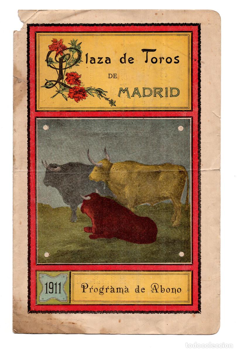 Tauromaquia: PLAZA DE TOROS DE MADRID, PROGRAMA DE ABONADOS 1911 - Foto 1