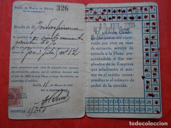 Tauromaquia: ABONO PLAZA DE TOROS DE SEVILLA A&Ntilde;O 1935 - Foto 3