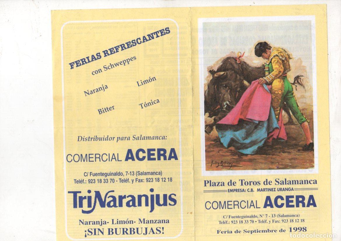 Stierkampf: DIPTICO FERIA DE SEPTIEMBRE DE 1998 PLAZA DE TOROS DE SALAMANCA