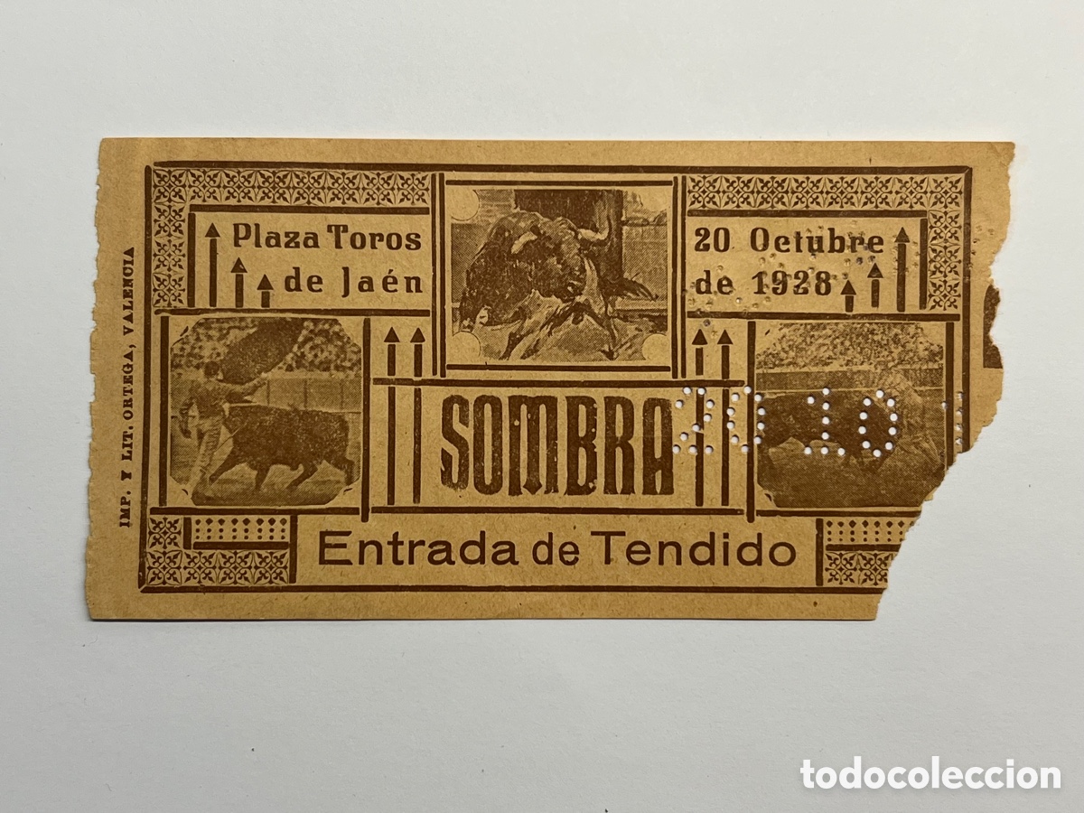 Tauromaquia: JAEN, Taurom&aacute;quia&hellip;. Entrada Sombra. Plaza de Toros (20 de Octubre de 1928)