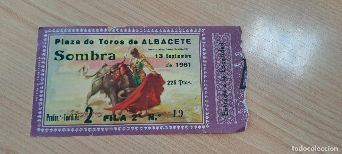 Tauromaquia: ENTRADA TICKET ESPA&Ntilde;A PLAZA TOROS TAUROMAQUIA FERIA ALBACETE 13 DE SEPTIEMBRE 1961 CAFES LEGORBURO