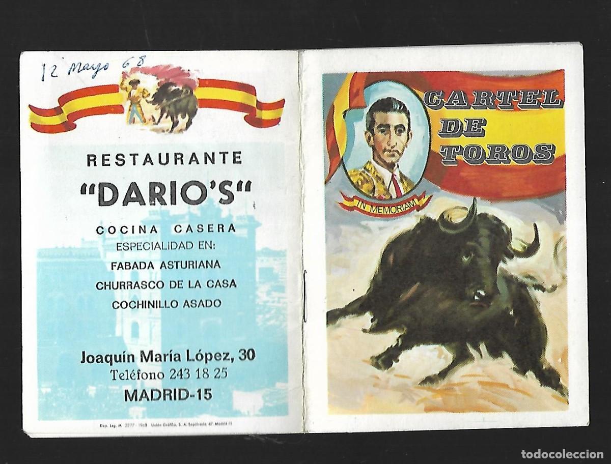 Tauromaquia: M250- MANOLETE SU VIDA IN MEMORIAL EN CARTEL DE TOROS DE LA PLAZA DE MADRID SAN ISIDRO 1.968