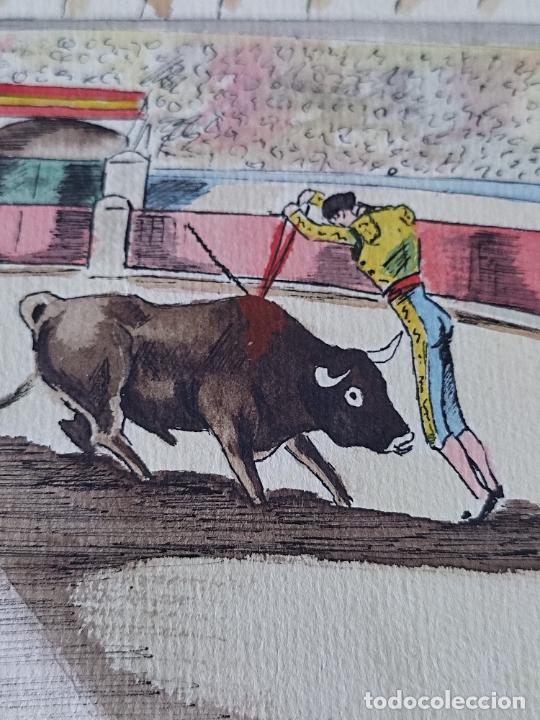 banderillas torero toro suerte dibujo original - Compra venta en  todocoleccion