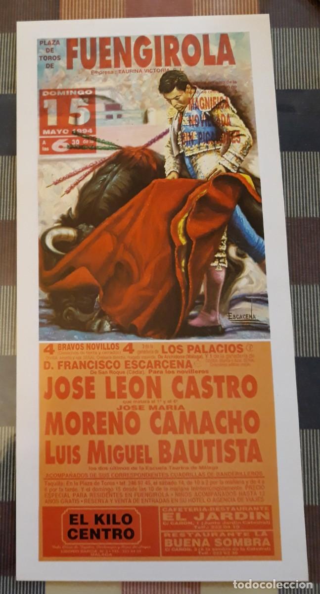 Tauromaquia: -84158 CARTEL DE TOROS DE FUENGIROLA, A&Ntilde;O 1994, JOSE LEON CASTRO, MORENO CAMACHO Y LUIS MIGUEL BAUTI