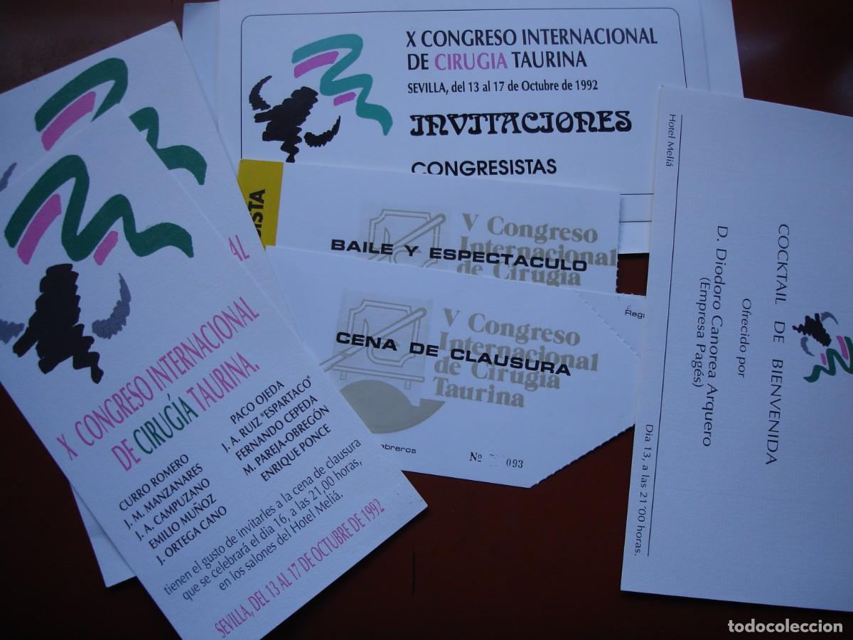 Stierkampf: X CONGRESO INTERNACIONAL CIRUGIA TAURINA SEVILLA 1992.INVITACIONES CENA COCKTAIL BAILE