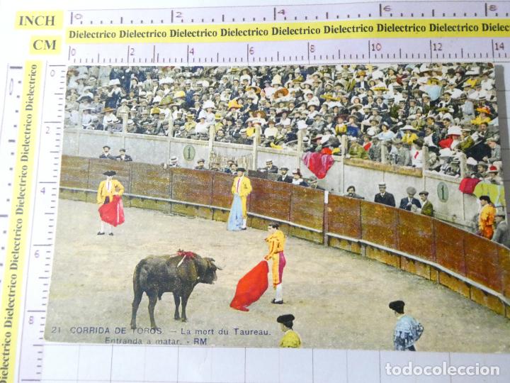 Bullfighting: POSTAL DE TOROS TAUROMAQUIA. A&Ntilde;OS 10 30. LA MORT DU TAUREAU ENTRANDO MATAR 21 RM 405