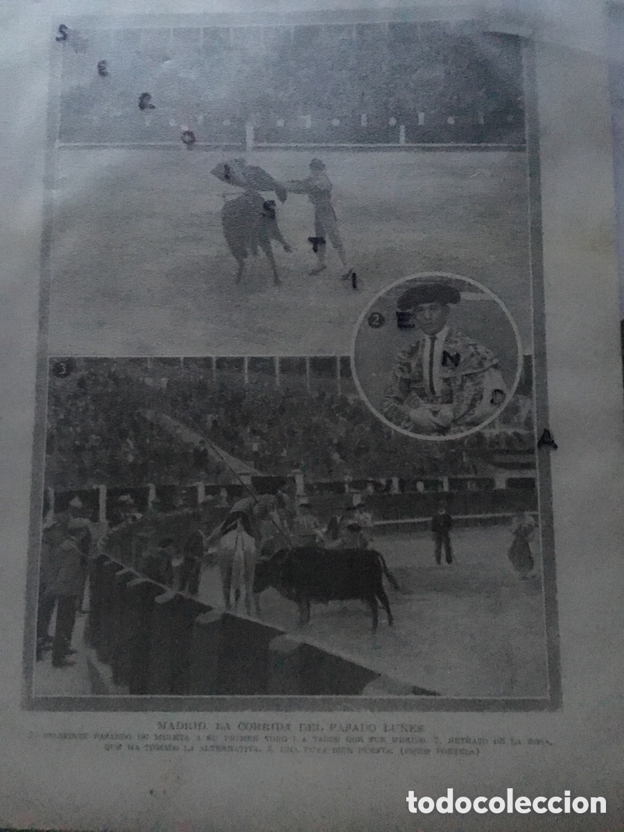 Tauromaquia: - Tauromaquia - Toros y toreros - Corrida en Las Ventas. BELMONTE, LA ROSA. 1920
