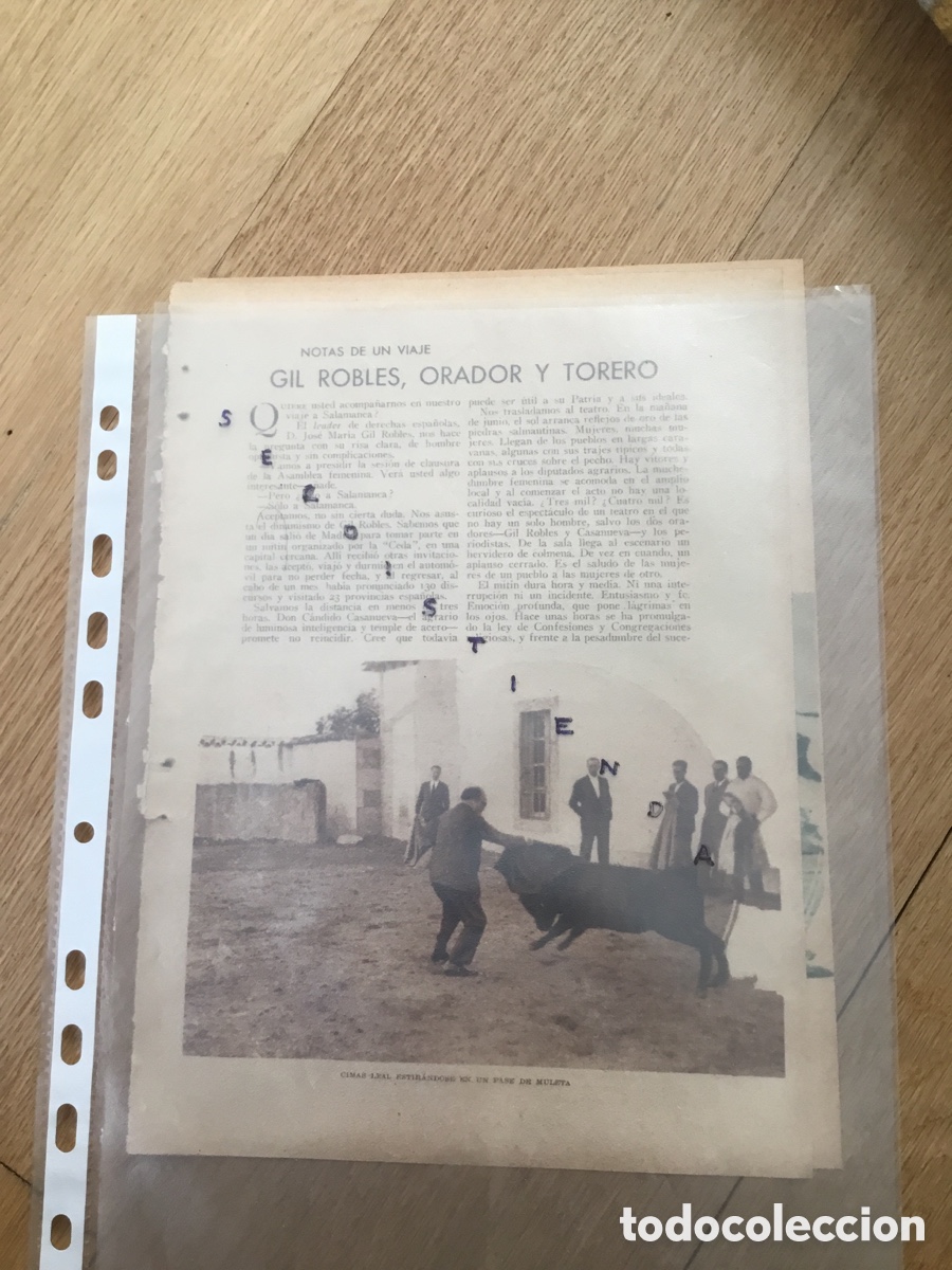 Tauromaquia: - Tauromaquia - Toros y toreros - GIL ROBLES, ORADOR Y TORERO - 1933